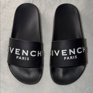 Givenchy Black and White Logo Slide Sandals